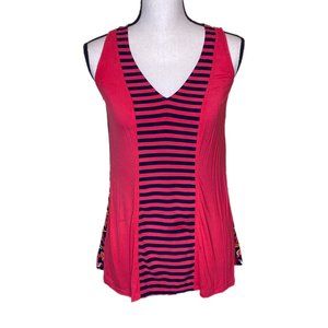 Crown & Ivy Sleeveless Red & Patterned Pullover Top Size XS